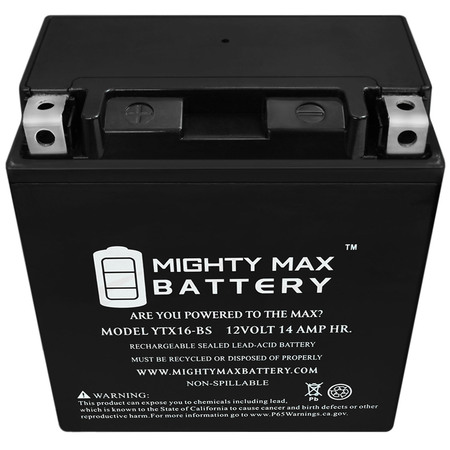 Mighty Max Battery YTX16-BS 12V 14Ah Battery Replacement for Power Source WPH16-BS YTX16-BS88